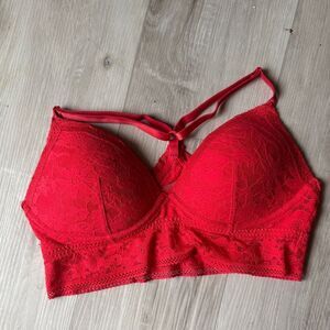 Victoria’s Secret Elegant Red Lace Bralette 36D